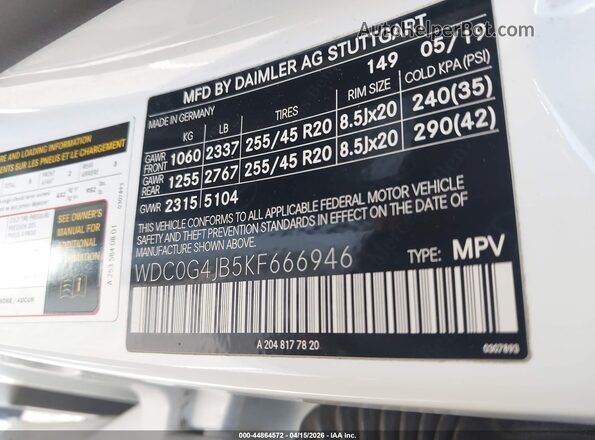 WDC0G4JB5KF666946 2019 MERCEDES-BENZ GLC 300 White Vista del compartimento del motor