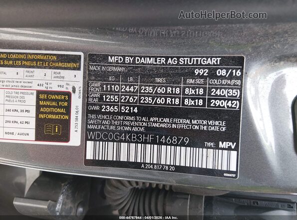 WDC0G4KB3HF146879 2017 MERCEDES-BENZ GLC 300 Gray Widok komory silnika