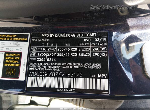 WDC0G4KB7KV183172 2019 MERCEDES-BENZ GLC 300 Синий Вид подкапотного пространства