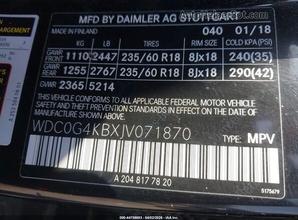 WDC0G4KBXJV071870 2018 MERCEDES-BENZ GLC 300 Black Вид підкапотного простору
