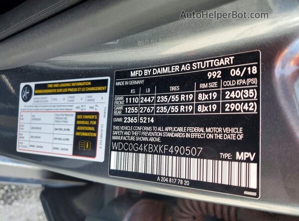 WDC0G4KBXKF490507 2019 MERCEDES-BENZ GLC-CLASS Gray 