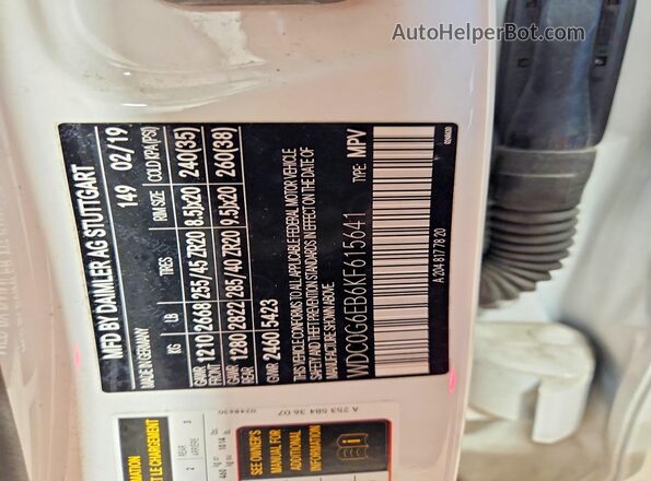 WDC0G6EB6KF615641 2019 MERCEDES-BENZ GLC-CLASS Белый 