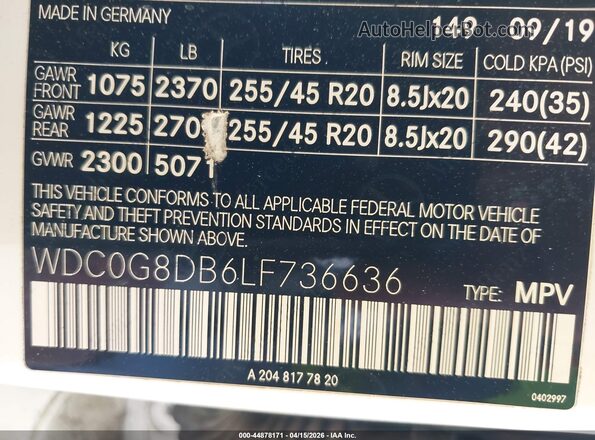 WDC0G8DB6LF736636 2020 MERCEDES-BENZ GLC 300 Белый Вид подкапотного пространства