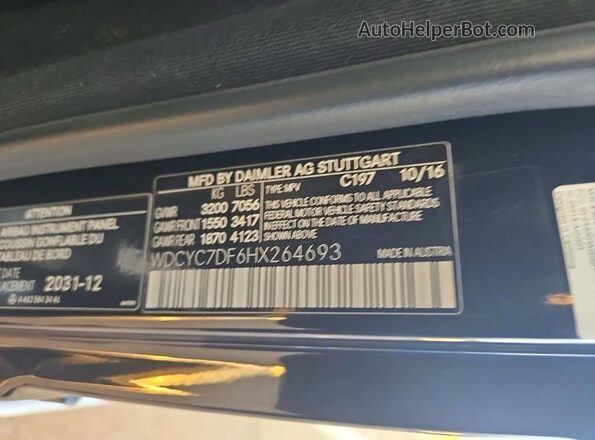 WDCYC7DF6HX264693 2017 MERCEDES-BENZ G-CLASS Black Vista de los asientos traseros