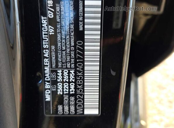 WDD2J5KB5KA017770 2019 MERCEDES-BENZ CLS-CLASS Black Հետևի նստատեղերի տեսք