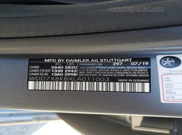 WDD7X8KBXLA011003 2020 MERCEDES-BENZ AMG Gray Engine compartment view