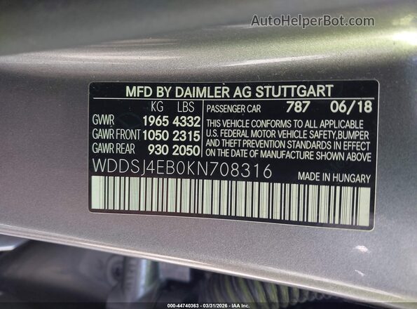 WDDSJ4EB0KN708316 2019 MERCEDES-BENZ CLA 250 Black 