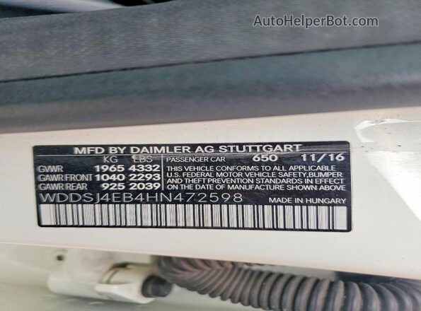 WDDSJ4EB4HN472598 2017 MERCEDES-BENZ CLA-CLASS White Շարժիչի բաժամունքի տեսք