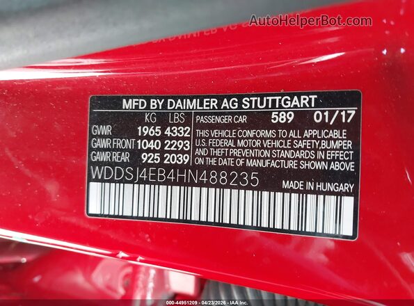 WDDSJ4EB4HN488235 2017 MERCEDES-BENZ CLA 250 Red 
