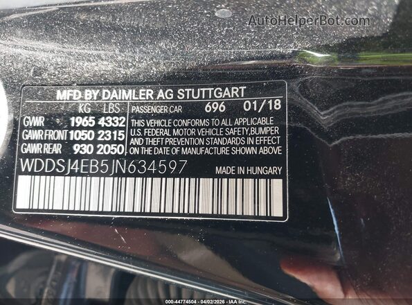 WDDSJ4EB5JN634597 2018 MERCEDES-BENZ CLA 250 Black Engine compartment view