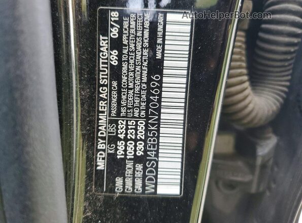 WDDSJ4EB5KN704696 2019 MERCEDES-BENZ CLA-CLASS Black VIN կոդի պիտակի տեսք
