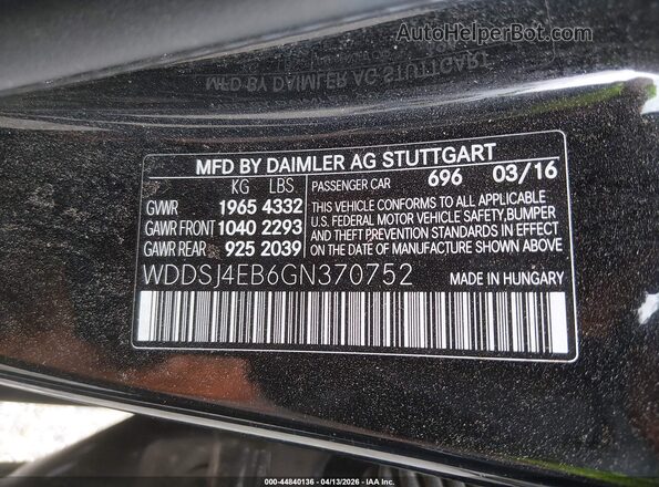 WDDSJ4EB6GN370752 2016 MERCEDES-BENZ CLA 250 Black Вид підкапотного простору