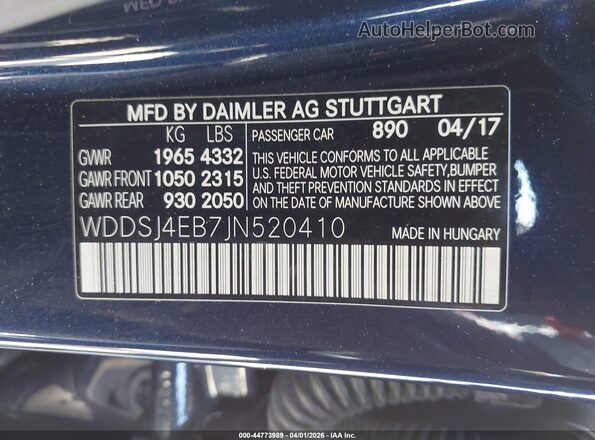 WDDSJ4EB7JN520410 2018 MERCEDES-BENZ CLA 250 Blue Engine compartment view