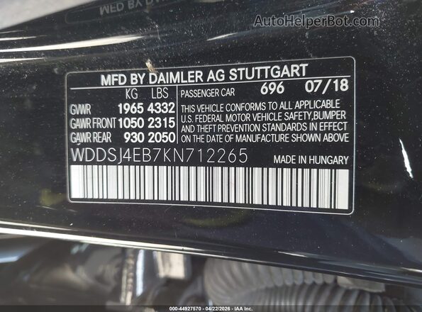 WDDSJ4EB7KN712265 2019 MERCEDES-BENZ CLA 250 Black 