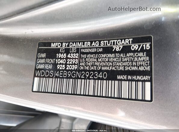 WDDSJ4EB9GN292340 2016 MERCEDES-BENZ CLA 250 Gray Vista del compartimento del motor