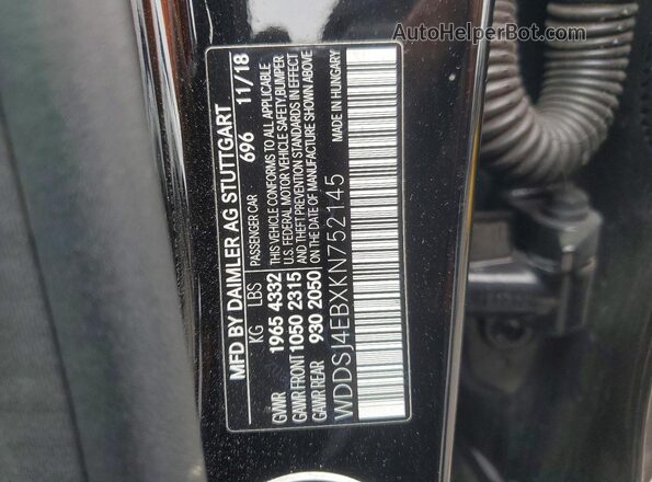 WDDSJ4EBXKN752145 2019 MERCEDES-BENZ CLA-CLASS Black Շարժիչի բաժամունքի տեսք