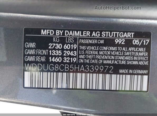 WDDUG8CB5HA339972 2017 MERCEDES-BENZ S-CLASS Gray Widok komory silnika