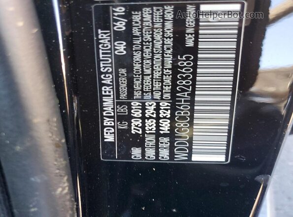 WDDUG8CB6HA283685 2017 MERCEDES-BENZ S Black VIN კოდის სტიკერის ხედი