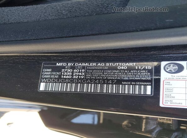 WDDUG8CBXGA245147 2016 MERCEDES-BENZ S Black Widok komory silnika