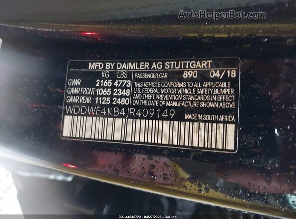 WDDWF4KB4JR409149 2018 MERCEDES-BENZ C-CLASS Black Engine compartment view