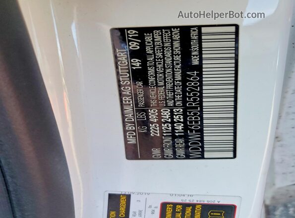 WDDWF6EB5LR552864 2020 MERCEDES-BENZ C White Engine compartment view