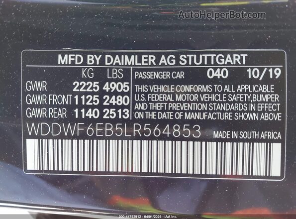 WDDWF6EB5LR564853 2020 MERCEDES-BENZ AMG C 43 Black Engine compartment view