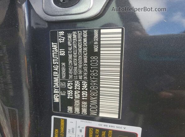 WDDWK8DB9KF851038 2019 MERCEDES-BENZ C Gray Вид підкапотного простору