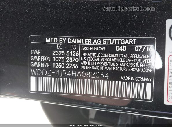WDDZF4JB4HA082064 2017 MERCEDES-BENZ E-CLASS Black Vista del compartimento del motor