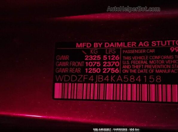 WDDZF4JB4KA584158 2019 MERCEDES-BENZ E-CLASS Gray Widok komory silnika