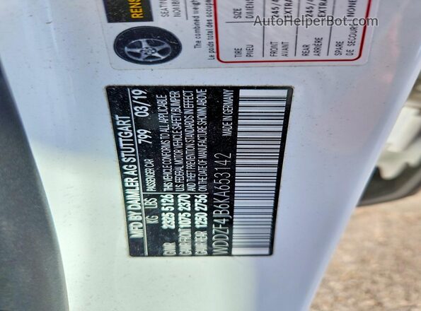 WDDZF4JB6KA653142 2019 MERCEDES-BENZ E White VIN կոդի պիտակի տեսք