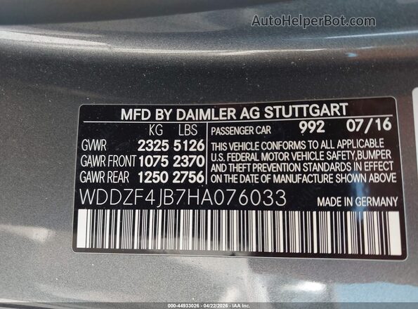 WDDZF4JB7HA076033 2017 MERCEDES-BENZ E-CLASS Gray Engine compartment view