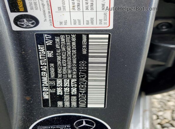 WDDZF4KB2JA371898 2018 MERCEDES-BENZ E Gray Вид підкапотного простору