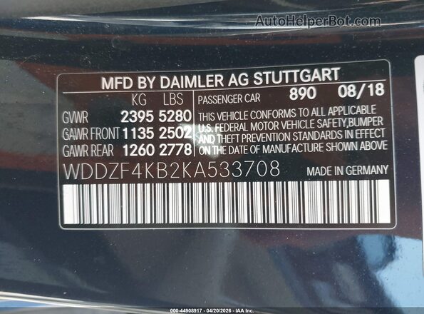 WDDZF4KB2KA533708 2019 MERCEDES-BENZ E-CLASS Dark Blue 