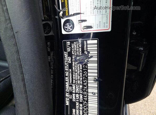 WDDZF4KB2KA573612 2019 MERCEDES-BENZ E Черный Вид задних сидений