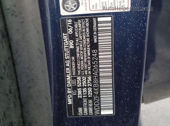 WDDZF4KB8HA065248 2017 MERCEDES-BENZ E Blue Widok naklejki z numerem VIN