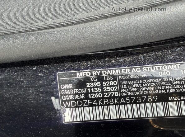 WDDZF4KB8KA573789 2019 MERCEDES-BENZ E Черный Вид наклейки с VIN-кодом