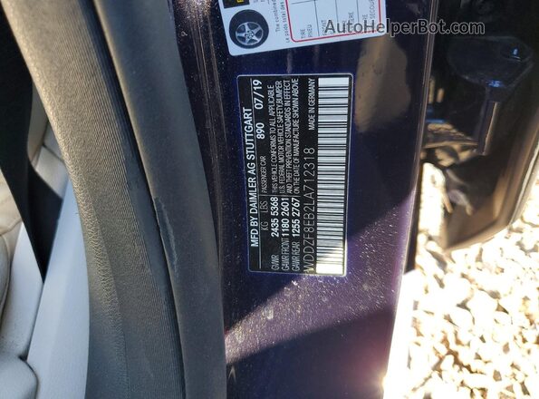 WDDZF8EB2LA712318 2020 MERCEDES-BENZ E Blue Widok naklejki z numerem VIN