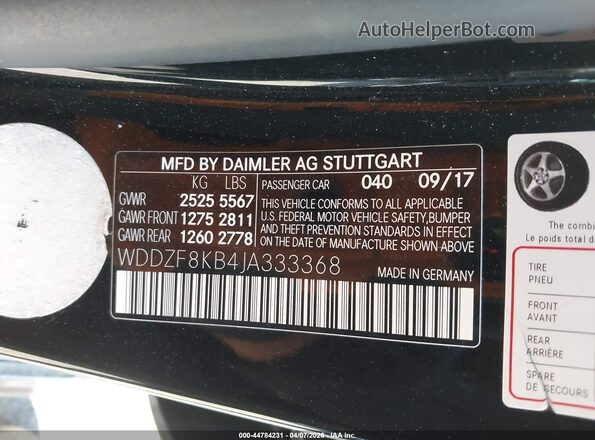 WDDZF8KB4JA333368 2018 MERCEDES-BENZ AMG E 63 Black ძრავის განყოფილების ხედი