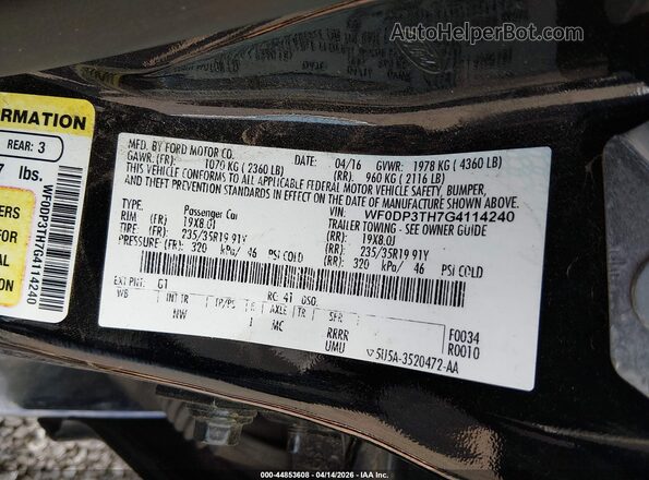 WF0DP3TH7G4114240 2016 FORD FOCUS RS Черный Вид подкапотного пространства