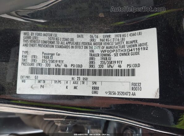 WF0DP3THXG4116192 2016 FORD FOCUS RS Black Engine compartment view