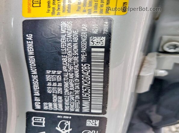 WMWLU5C57K2G04285 2019 MINI COOPER Silver Widok naklejki z numerem VIN