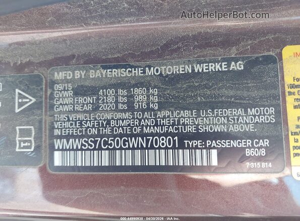 WMWSS7C50GWN70801 2016 MINI PACEMAN Brown 