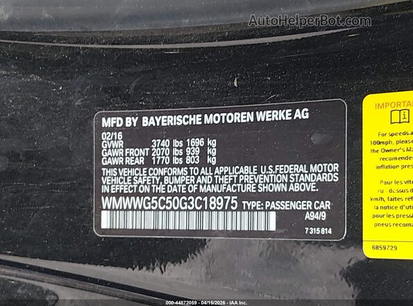 WMWWG5C50G3C18975 2016 MINI CONVERTIBLE Black Vista del compartimento del motor
