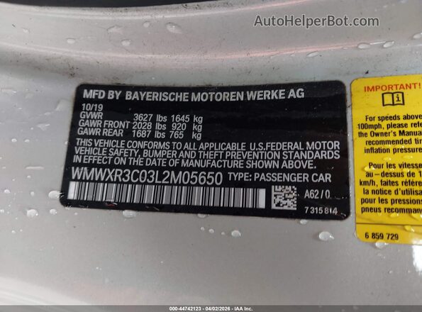 WMWXR3C03L2M05650 2020 MINI HARDTOP Серебряный Вид подкапотного пространства