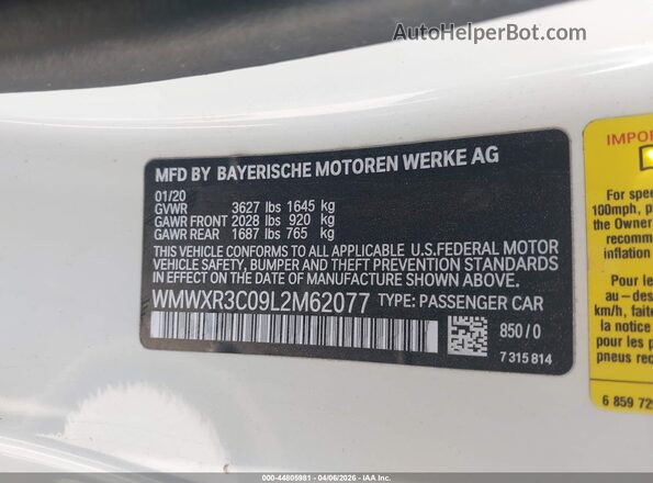 WMWXR3C09L2M62077 2020 MINI HARDTOP White Շարժիչի բաժամունքի տեսք