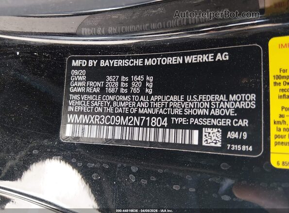 WMWXR3C09M2N71804 2021 MINI HARDTOP Black ძრავის განყოფილების ხედი