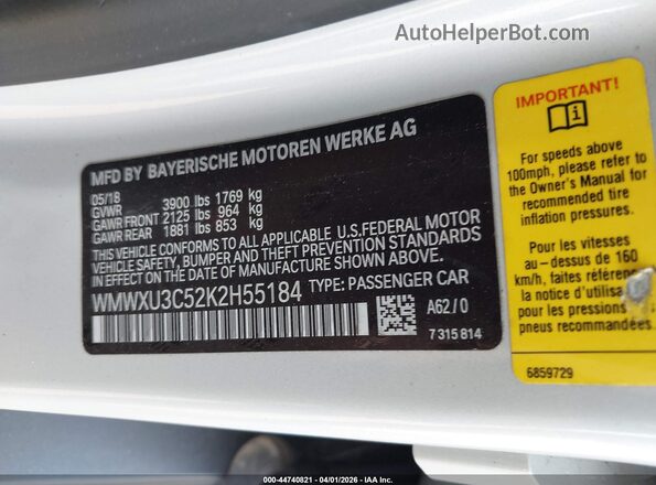 WMWXU3C52K2H55184 2019 MINI HARDTOP Gray Вид підкапотного простору