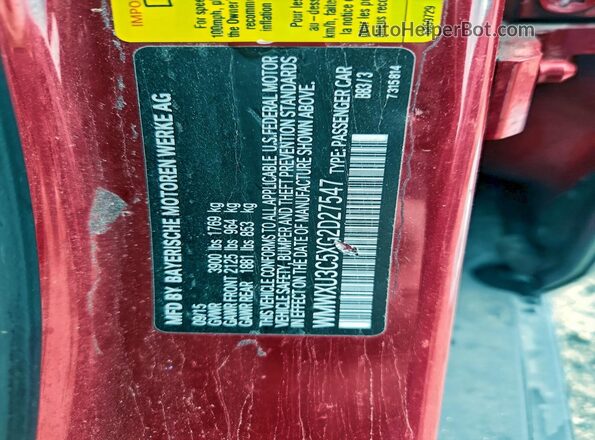 WMWXU3C5XG2D27547 2016 MINI COOPER Red ძრავის განყოფილების ხედი