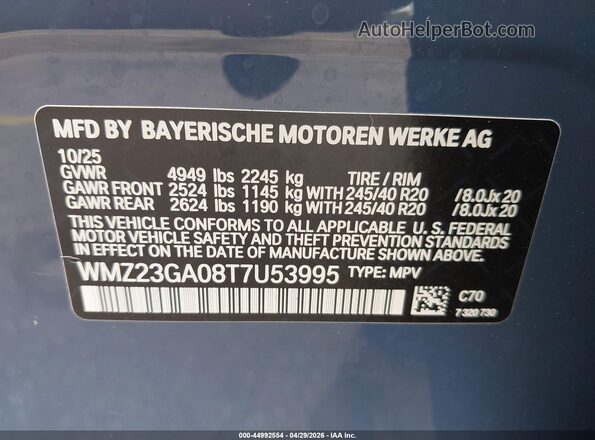 WMZ23GA08T7U53995 2026 MINI COUNTRYMAN Blue Widok komory silnika