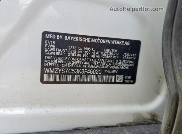 WMZYS7C53K3F46020 2019 MINI COOPER White Widok komory silnika